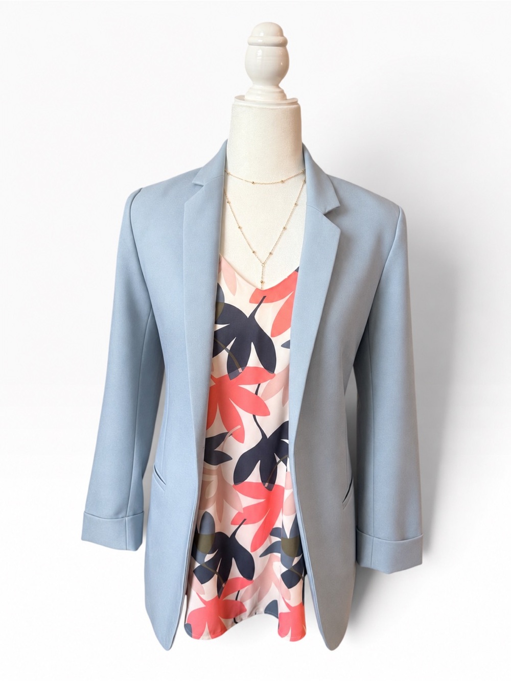 Love Tree Light Blue Open-Front Blazer